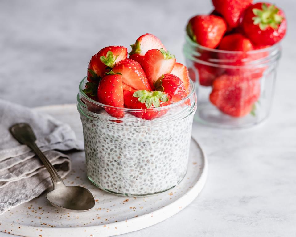 Chia pudding with strawberries.