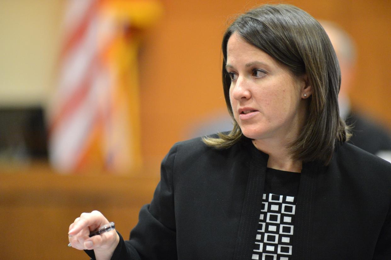 Prosecutor Shannon Hankin delivers her opening statement to jurors during a trial in 2016 in Sarasota. In 2024 Gov. Ron DeSantis appointed Hankin to be a judge on the 12th Judicial Circuit, which encompasses Sarasota, Manatee and DeSoto counties.