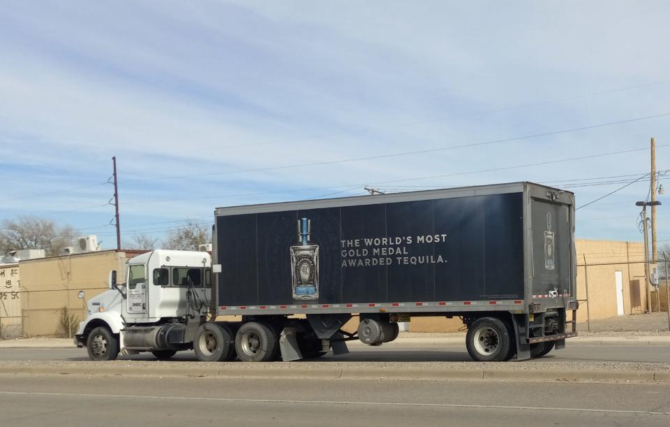 A semitrailer travels north on U.S. 285 in Artesia on Dec. 6, 2023. Heavy truck traffic in Pecos, Texas has that community looking at building a truck bypass.