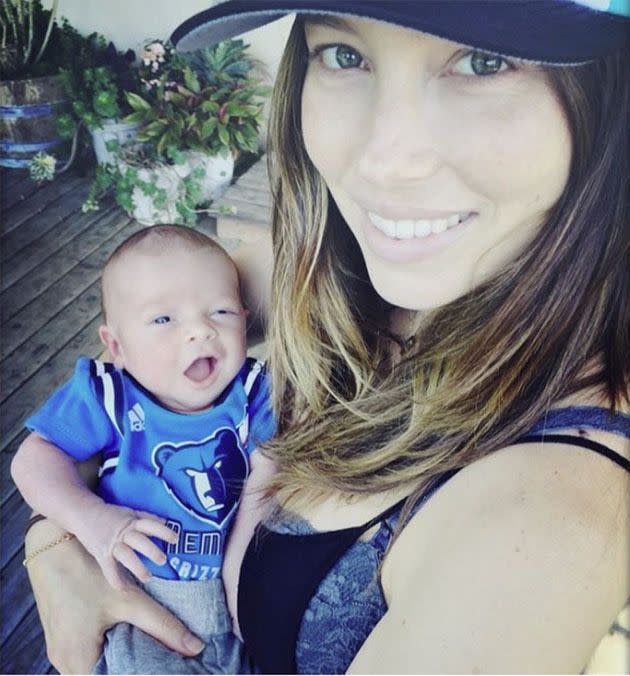 Jessica Biel shared the first photo of baby Silas Timberlake back in April. Photo: Instagram