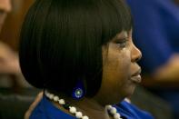 Ursula Ward, mother of the victim, reacts as former NFL player Aaron Hernandez is found guilty during his murder trial at the Bristol County Superior Court in Fall River, Massachusetts, April 15, 2015. Hernandez, 25, a former tight end for the New England Patriots, is convicted of fatally shooting semiprofessional football player Odin Lloyd in an industrial park near Hernandez's Massachusetts home in June 2013. REUTERS/Dominick Reuter