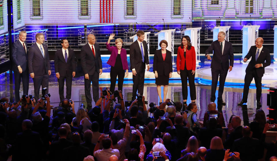 The first 2020 Democratic presidential debate in Miami on Wednesday night. (Photo: Wilfredo Lee/ASSOCIATED PRESS)