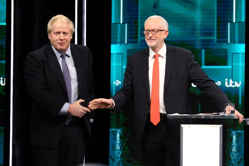 First televised head to head debate between Johnson and Corbyn ahead of election