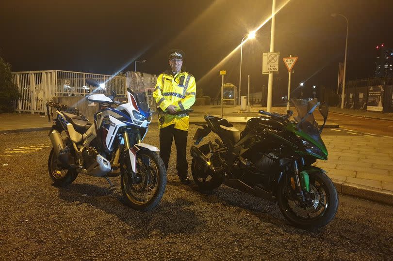 The motorbikes recovered in Liverpool