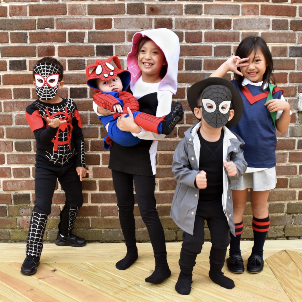 <p><em>Spider-Man: Into the Spider-Verse</em> is one of our favorite recent superhero movies and it also provides a great idea for a group costume. </p><p><strong>Read all about how to create these DIY looks on <a href="https://diy.primary.com/diy/all/spider-verse-group?ref=diySearchResults_13" rel="nofollow noopener" target="_blank" data-ylk="slk:Primary.com;elm:context_link;itc:0;sec:content-canvas" class="link ">Primary.com</a>. </strong></p><p><a class="link " href="https://go.redirectingat.com?id=74968X1596630&url=https%3A%2F%2Fwww.primary.com%2Fproducts%2Fthe-pj-pant%3Fref%3DSpiderVerseGroup_materials%26variant%3D39294191894587%26color%3Dclover%26size%3D4-5&sref=https%3A%2F%2Fwww.countryliving.com%2Fdiy-crafts%2Fg21345654%2Fdiy-superhero-costumes%2F" rel="nofollow noopener" target="_blank" data-ylk="slk:SHOP BLACK PJ PANT;elm:context_link;itc:0;sec:content-canvas">SHOP BLACK PJ PANT</a></p>