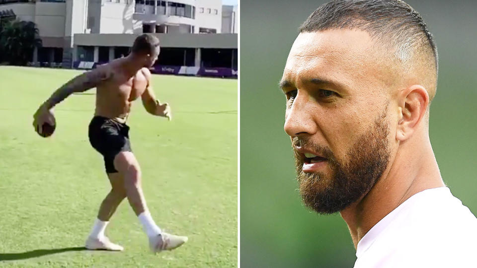 Pictured here, the Quade Cooper trick pass that has left fans in awe.