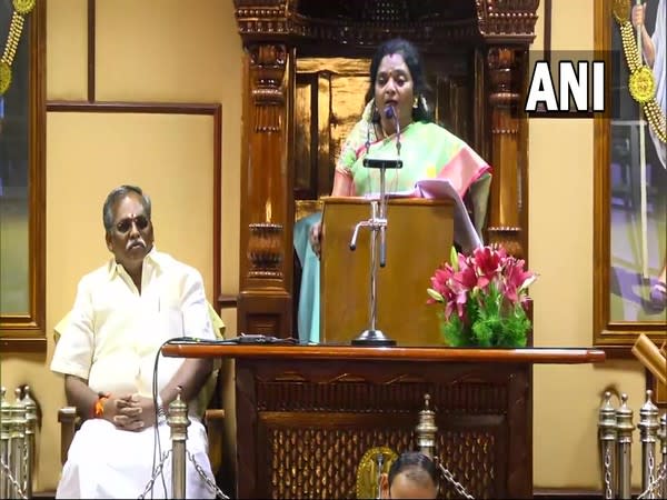 Visual of Puducherry Lieutenant Governor Tamilisai Soundararajan addressing the Budget Session (Photo/ANI)