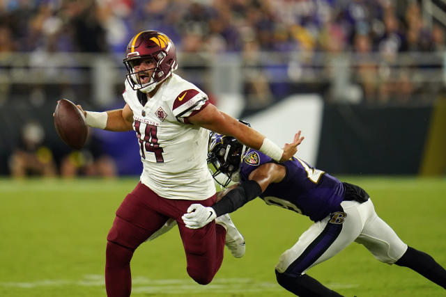 Baltimore Ravens linebacker Tavius Robinson (95) runs during an NFL  preseason football game against the Washington Commanders, Monday, August  21, 2023 in Landover. (AP Photo/Daniel Kucin Jr Stock Photo - Alamy