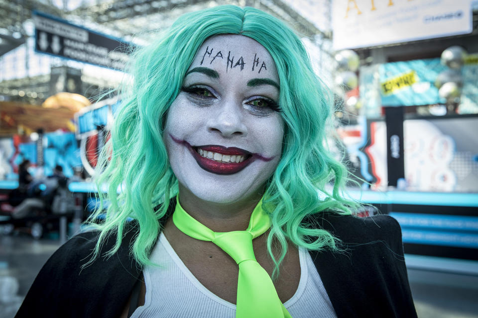 Rebecca from North Carolina comes dressed up as a female Joker to the New York Comic Con 2019 at the Jacob Javits Center on Oct. 5, 2019 in New York City. (Photo: Gordon Donovan/Yahoo News) 