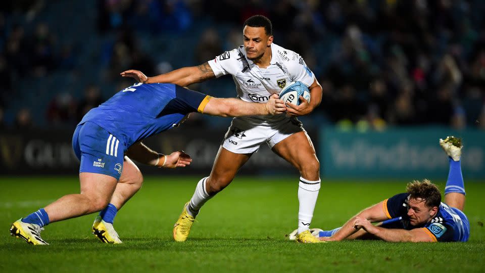 Hewitt carries the ball during a United Rugby Championship match between Leinster and Dragons in Dublin. - Tyler Miller/Sportsfile/Getty Images