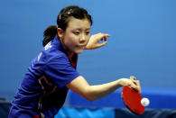 The third 16-year-old competitor in the event, Ariel Hsing swings during the Women's Table Tennis during Day One of the XVI Pan American Games at Code Dome on October 15, 2011 in Guadalajara, Mexico. (Scott Heavey/Getty Images)