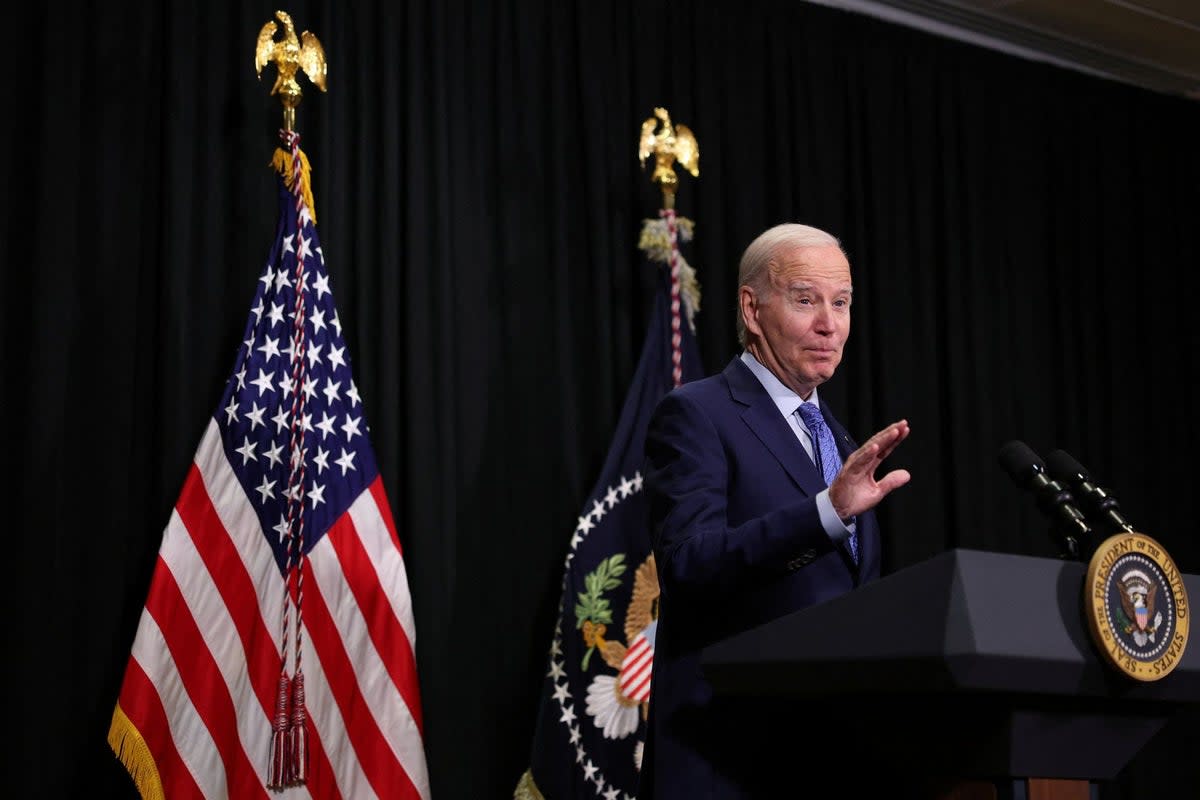 Joe Biden speaking in a press conference about the hostage crisis (REUTERS)