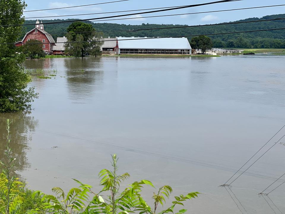 A look back at Conant's Riverside Farms, in business since the 1850s. It has weathered many storms, including Irene and this one that ended July 11, 2023. The dairy cows did not have to be moved, fortunately, but it wasn't known yet if the 300 acres of hay and corn crop would survive being underwater.