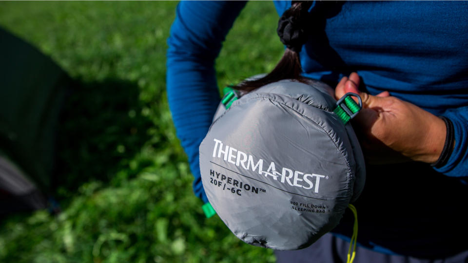 Therm-a-Rest Hyperion 20F/-6C Sleeping Bag carried in stuff sack