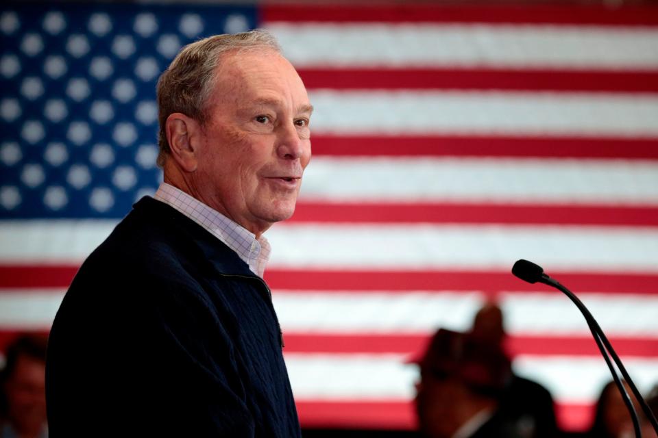 (FILES) In this file photo taken on December 21, 2019 2020 Democratic presidential hopeful and former New York Mayor Michael Bloomberg speaks during an event to open a campaign office at Eastern Market in Detroit, Michigan. - Michael Bloomberg has qualified for the February 19, 2020 Democratic presidential debate and will square off for the first time with his rivals seeking the party nomination.The former New York mayor has surged to 19 percent support nationally, second to Bernie Sanders at 31 percent, in an NPR/PBS NewsHour/Marist survey.That meant he cleared a polling threshold set by the Democratic National Committee. (Photo by JEFF KOWALSKY / AFP) (Photo by JEFF KOWALSKY/AFP via Getty Images) ORIG FILE ID: AFP_1P33G8