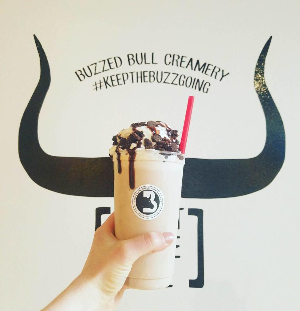 A Death by Chocolate shake from Buzzed Bull Creamery, available with or without liquor. Buzzed Bull opened at The Summit at Fritz Farm in 2022. Provided