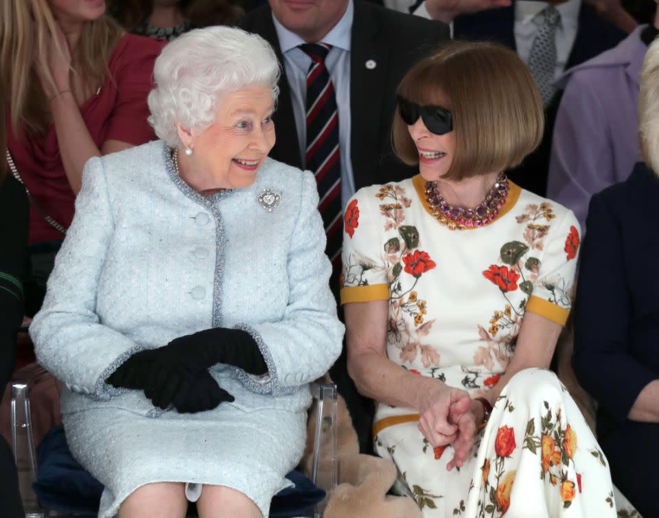 One seemed most delighted to be sitting front row at London Fashion Week. Photo: Getyt