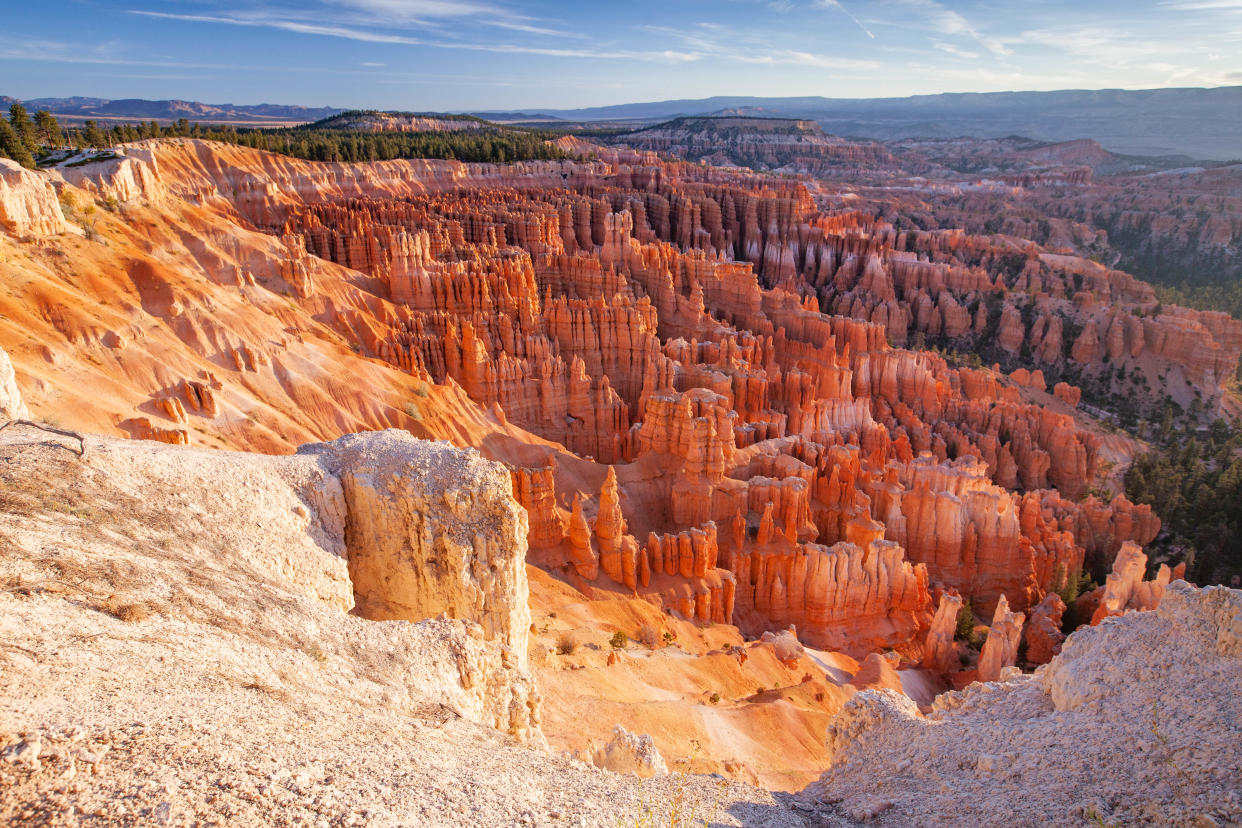 Inspiration Point comes alive with color at sunrise at Bryce Canyon National Park.