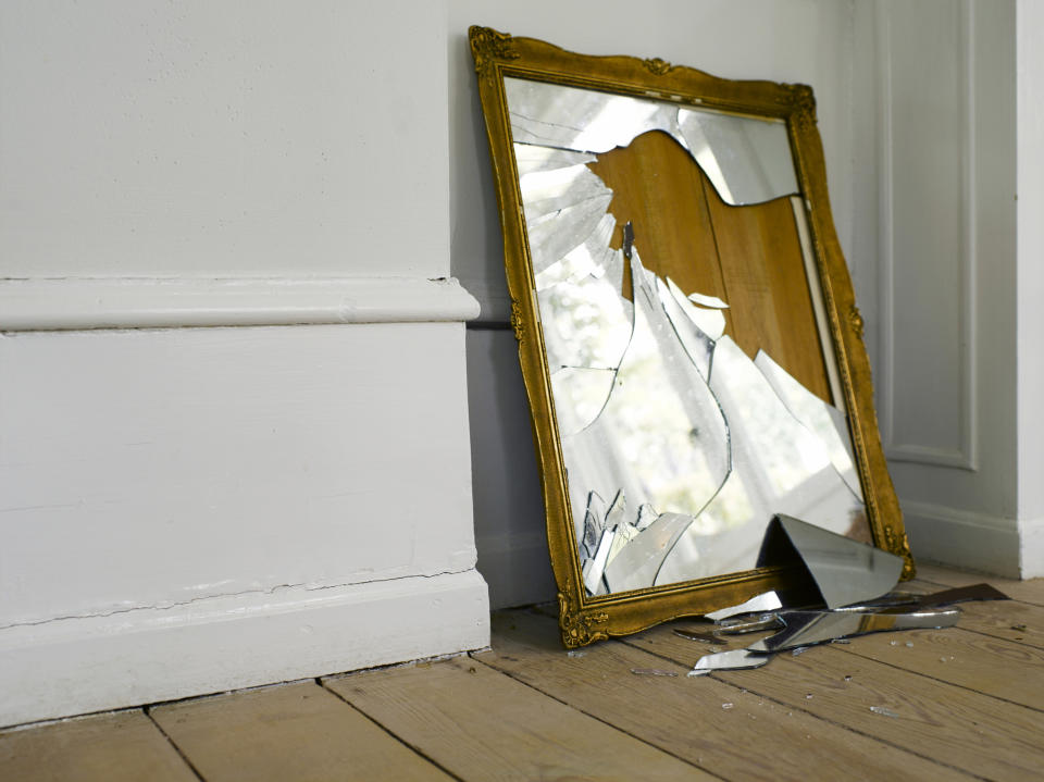 Smashed mirrors are also thought to bring bad luck. (Getty Images)