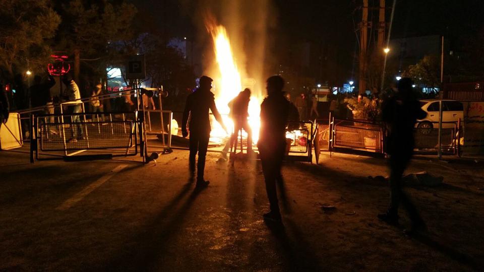 <p>Demonstration against high prices and the poor state of the economy under President Hassan Rouhani, during which an Iranian protester was shot dead by police in Dourod, Iran. Jan. 1, 2018. (Photo: AY-COLLECTION/SIPA/REX/Shutterstock) </p>