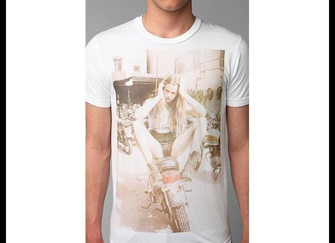 Model Hailey Clauson posed for photographer Jason Lee Parry when she was just 15-years old. Parry released this photo of Clausen to Urban Outfitters, which he had agreed not to release when the young model's agency complained about the salacious nature of the "crotch shot" pose. The photo became a t-shirt and Clauson sued Urban Outfitters and Parry for damaging her reputation.     (Courtesy photo)  
