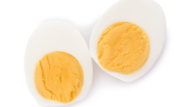 Hard-boiled egg cut in half 