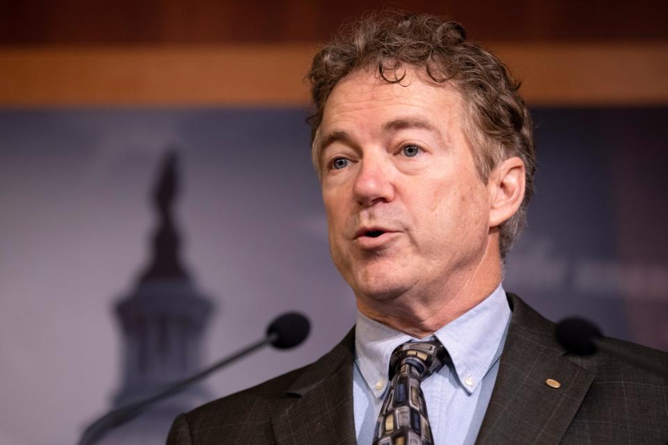 Sen. Rand Paul, R-Ky., speaks during a news conference on Capitol Hill on Thursday.