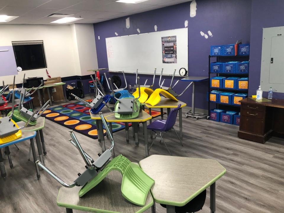 A classroom in the newly renovated Condra school during an open house Friday evening at 10th Street and Avenue O.