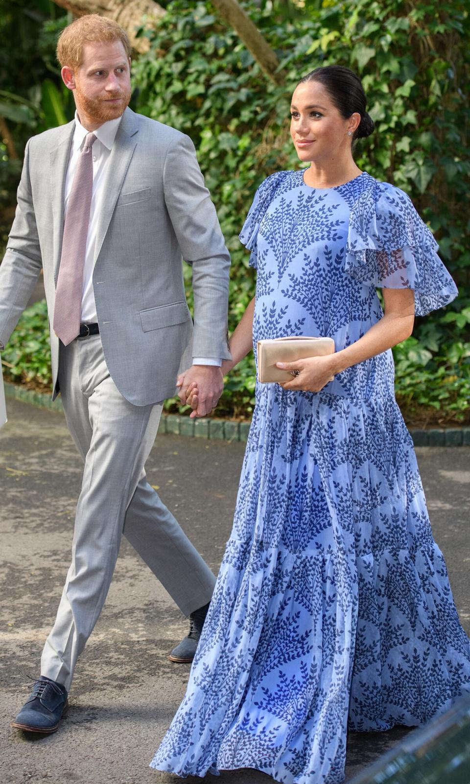 Prince Harry, Duke of Sussex and Meghan, Duchess of Sussex with King Mohammed VI of Morocco, during an audience at his residence on February 25, 2019 in Rabat, Morocco