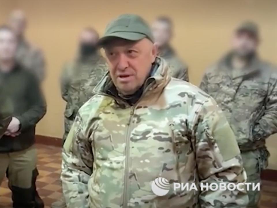 Wagner Group founder Yevgeny Prigozhin addresses former convicts as he releases them from serving in his mercenary army, according to state-controlled media