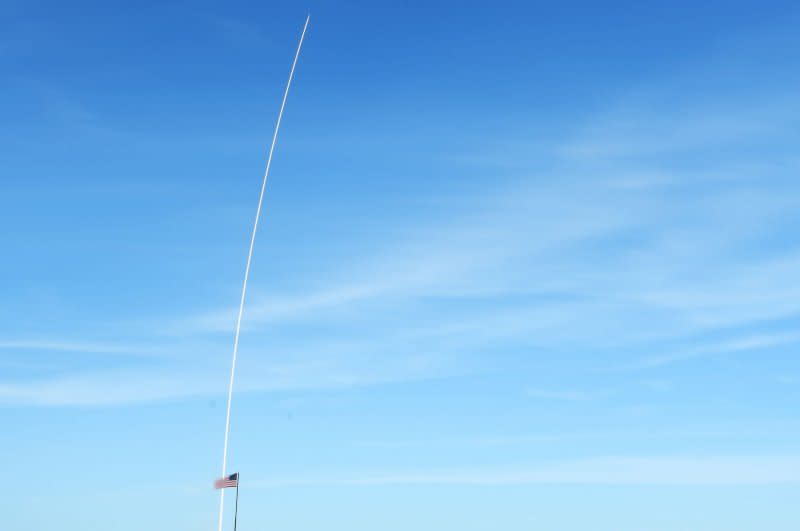 SpaceX launches its Falcon 9 rocket, carrying 23 Starlink satellites into low-Earth orbit Wednesday evening, under clear, sunny skies in Florida. Photo by Joe Marino/UPI