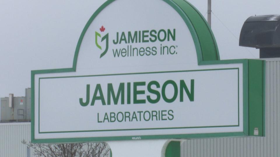 The sign at the Jamieson Vitamins production facility at 4025 Rhodes Dr. in Windsor.