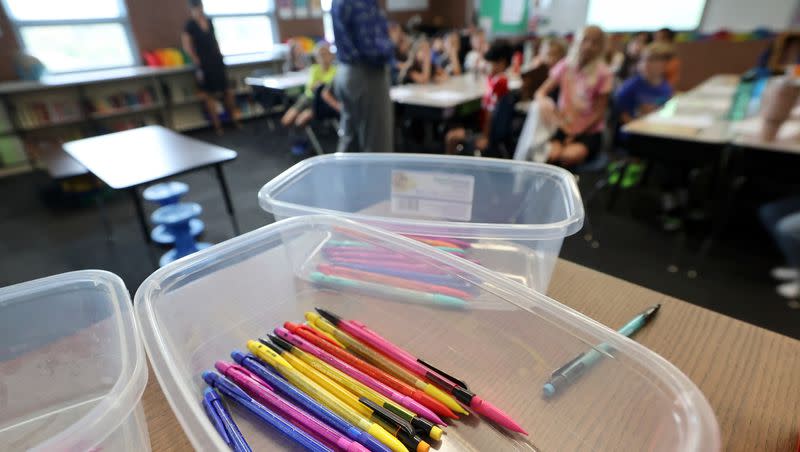 A classroom is pictured at Hawthorne Elementary School in Salt Lake City on Aug. 22, 2023.