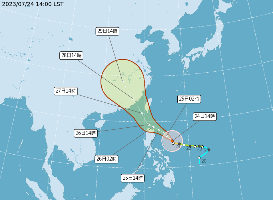網友們認為颱風南修，對於台灣的風雨影響更大。（圖／翻攝自中央氣象局）