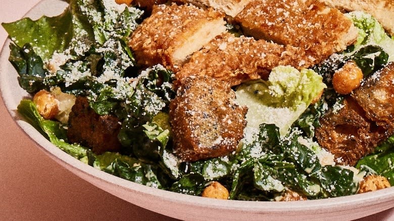 Vegan chicken caesar salad