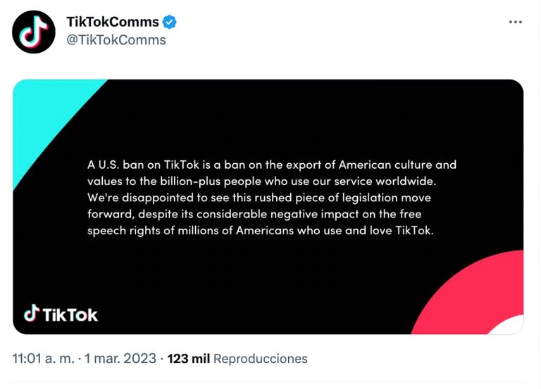 El comunicado de TikTok por la prohibición de EE.UU.