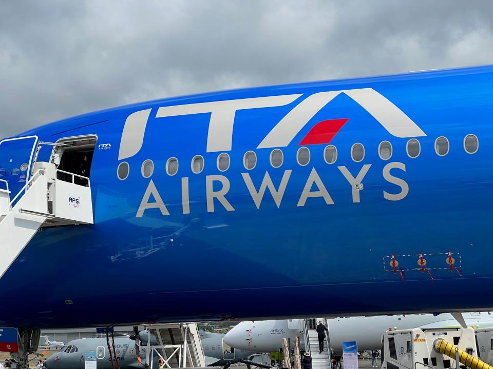 ITA Airways A350 at the Farnborough International Air Show 2022.