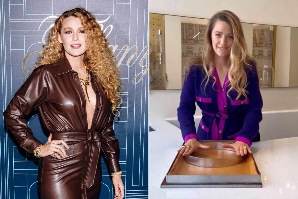 <p>Cindy Ord/Getty, Cedric Grolet/Instagram</p> Blake Lively makes a fancy cake in a new Instagram video shared by French pastry chef Cédric Grolet.