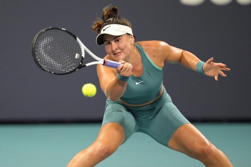 Bianca Andreescu was injured during her fourth-round clash in Miami (Jim Rassol/AP) (AP)