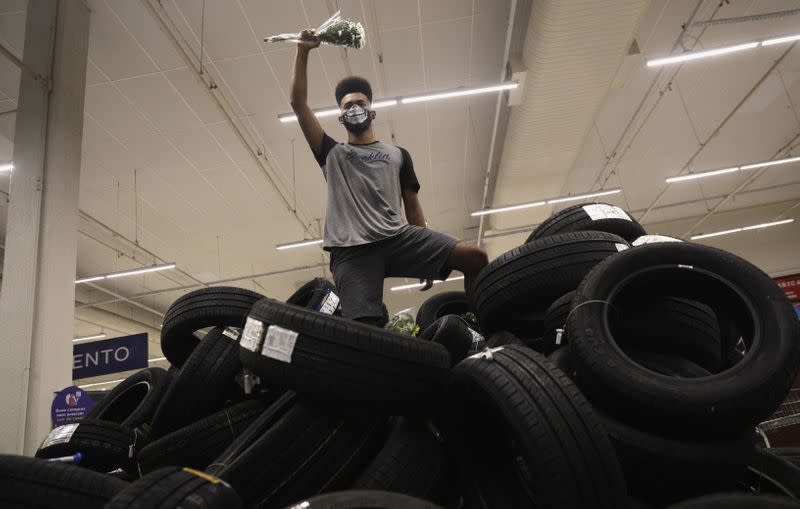 Protest against racism, after Joao Alberto Silveira Freitas was beaten to death by security guards at a Carrefour supermarket