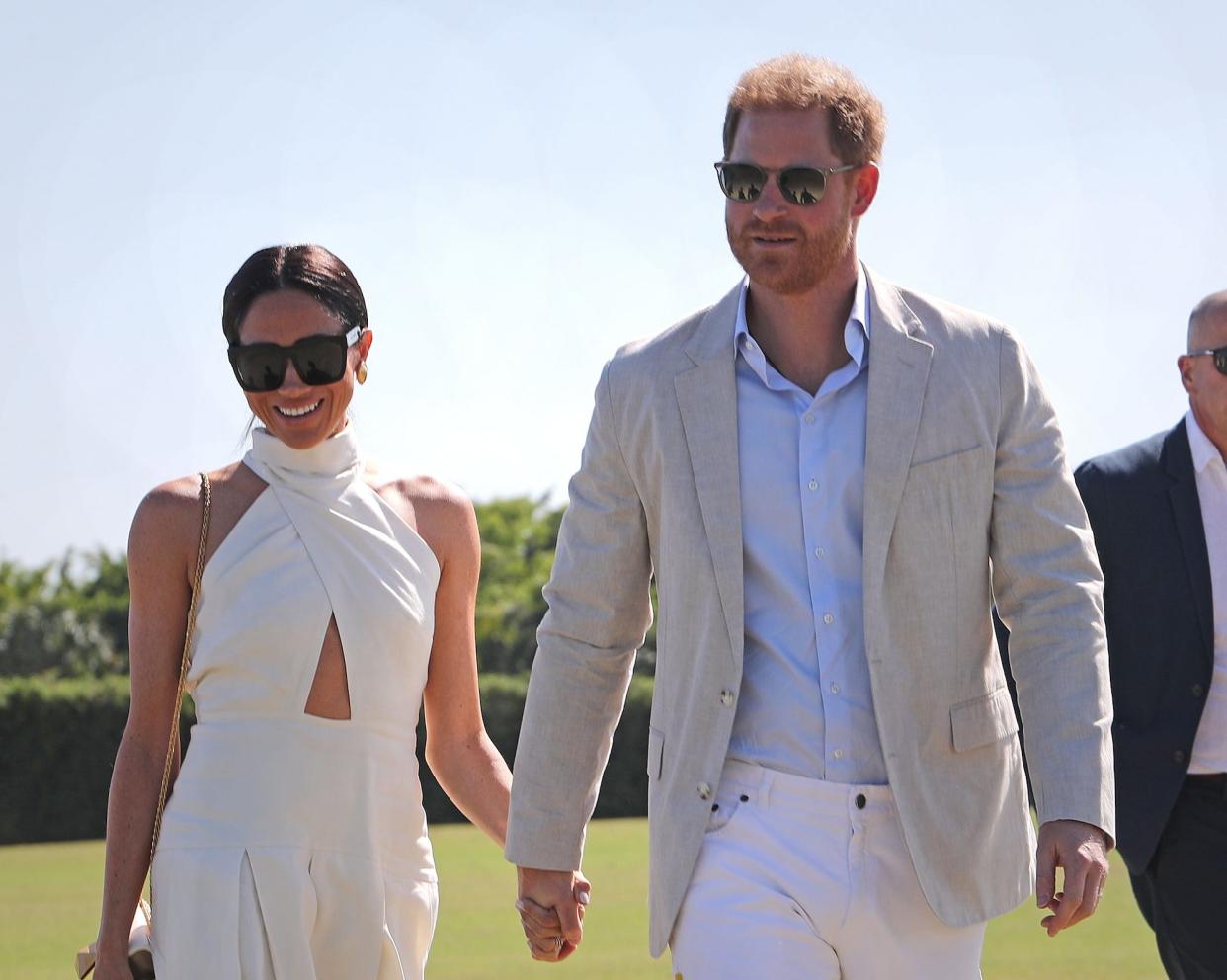 Meghan Markle and Prince Harry attend the Royal Salute Polo Challenge in April 2024.