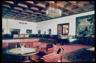 Interior view of the Great Room of the Berghof (formerly known as Haus Wachenfeld), Adolf Hitler's estate in Berchtesgaden, Upper Bavaria, Germany, late 1930s. (Photo by Hugo Jaeger/Timepix/Time Life Pictures/Getty Images)