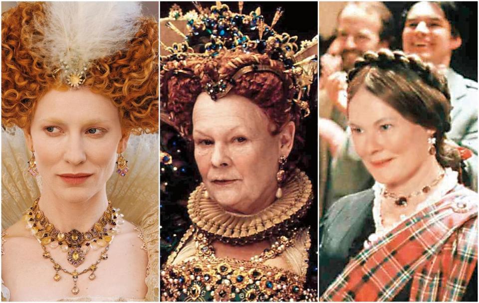飾演過英國女王的女星，左為凱特布蘭琪，圖中與圖右皆為茱蒂丹契。
