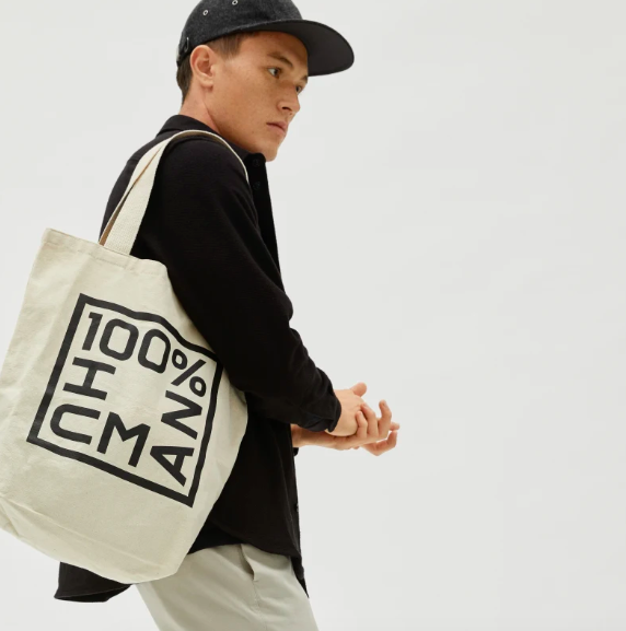 The 100% Human Tote Bag in Canvas and Black. Image via Everlane.