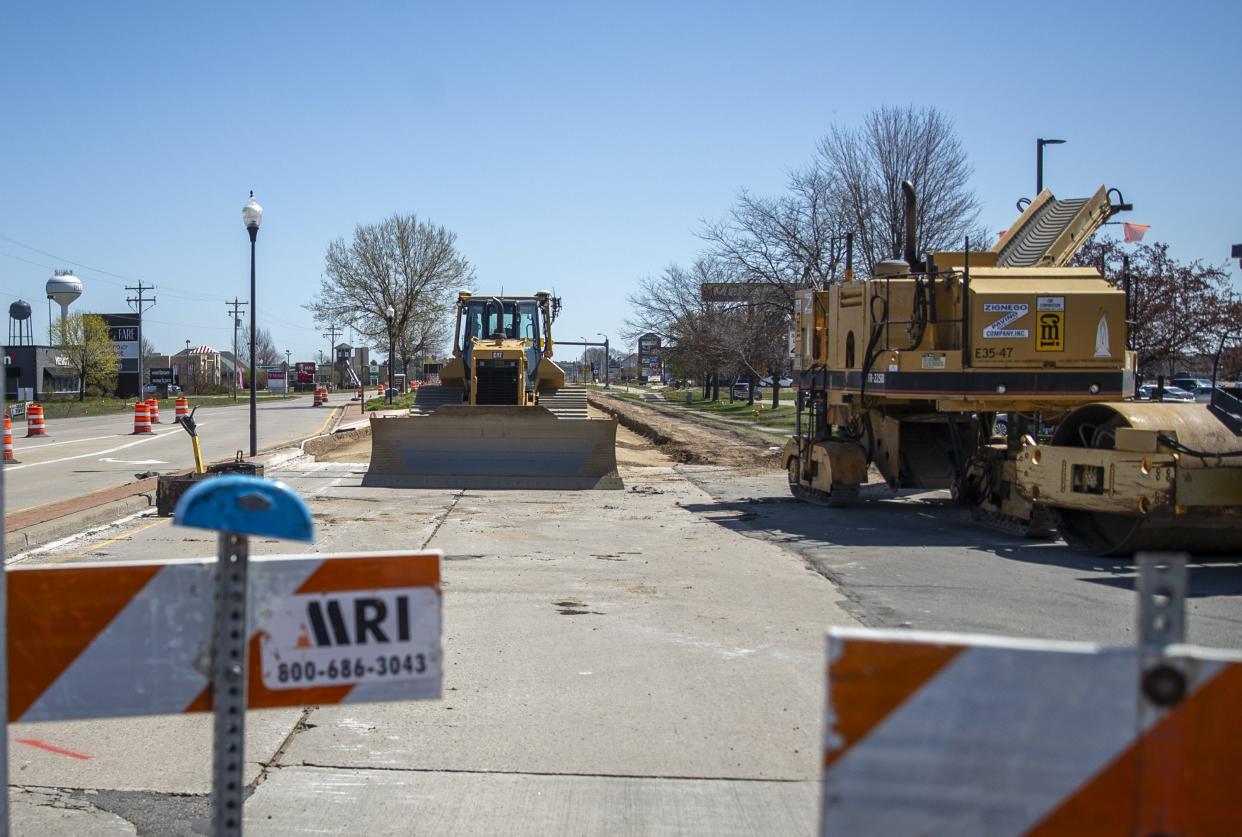 A multi-phase road construction project closes both eastbound lanes of Portage County B, between Hoover Avenue and Interstate 39, on April 25, while one westbound lane remains open. Once the eastbound lanes are finished, one eastbound lane will reopen while both westbound lanes will be closed.