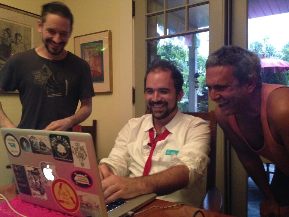 From left: Chris D'Agostino, Jeff Walburn, and Andy Bichlbaum of The Yes Men activist group. Photo: The Yes Men