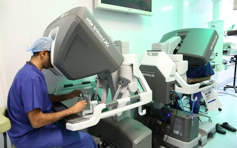 Surgeons Shahnawaz Rasheed and Pardeep Kumar carried out the operation remotely  - Credit: The Royal Marsden