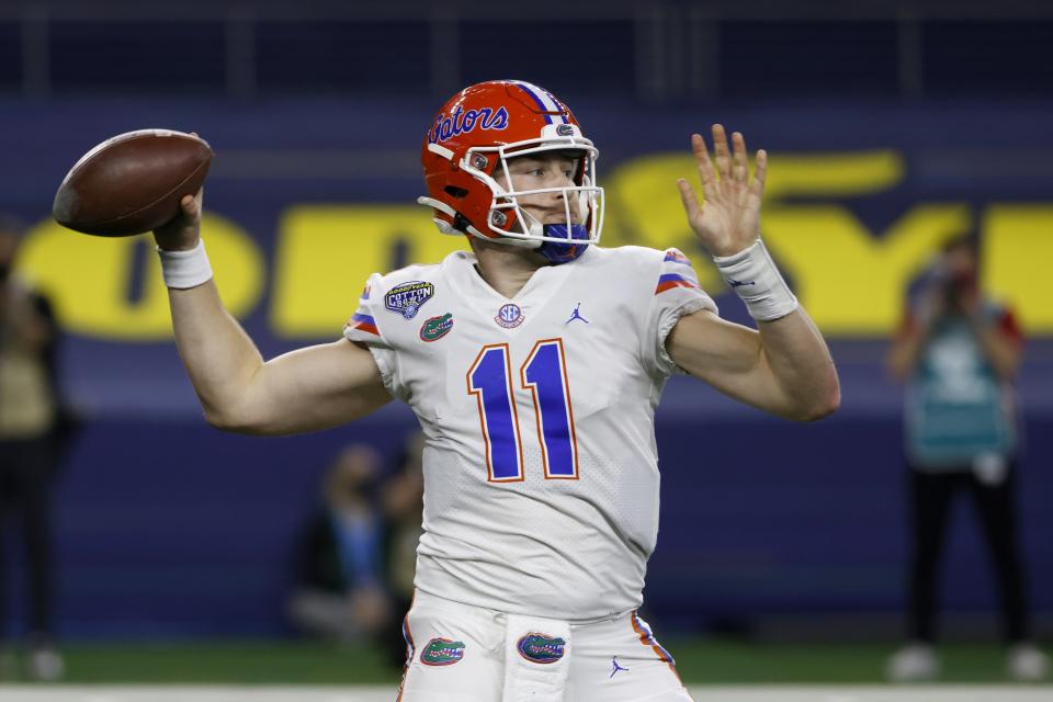 Florida quarterback Kyle Trask had a terrific 2020 season but struggled in the bowl game. (AP Photo/Ron Jenkins)