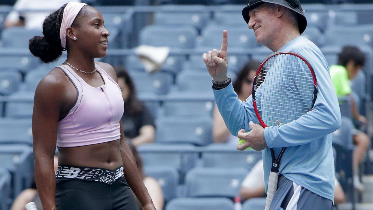 coco gauff with coach brad gilbert