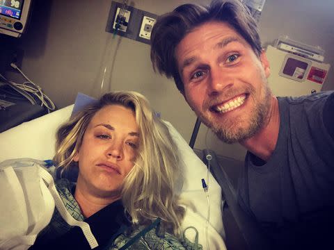 July 2018: Karl played nurse to Kaley.